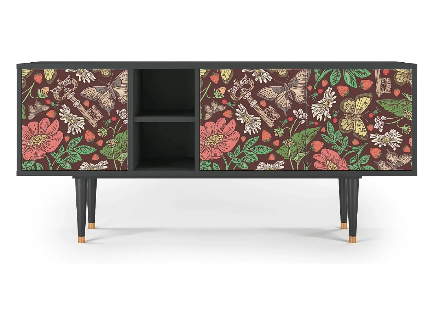 Móvel De Tv| Mueble de TV - 150х69х41 cm - T5 - Alice in Wonderland, Antracite Cinza antracite
