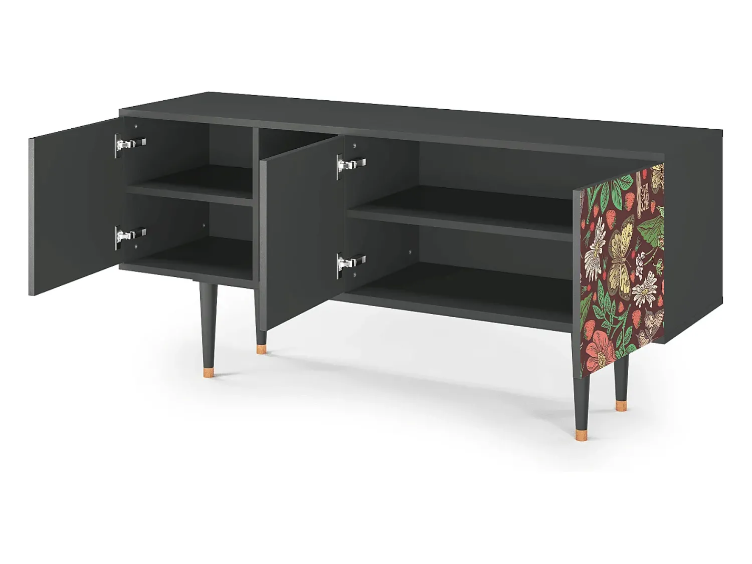 Móvel De Tv| Mueble de TV - 150х69х41 cm - T5 - Alice in Wonderland, Antracite Cinza antracite