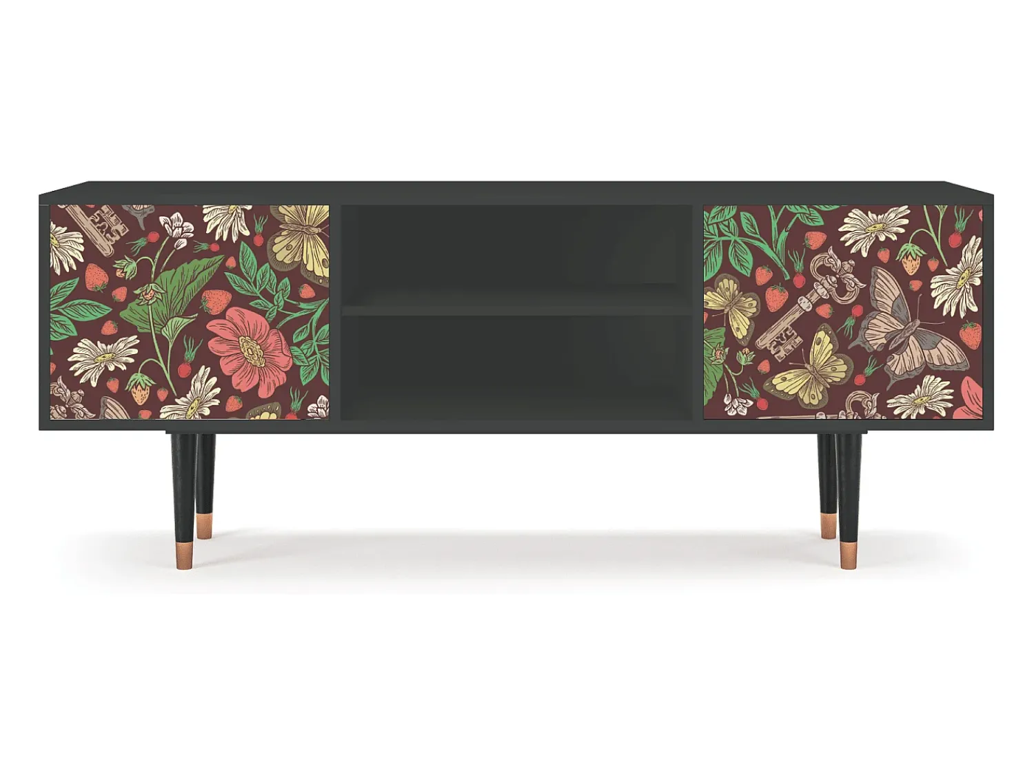 Móvel De Tv| Mueble de TV - 170х69х48 cm - T2 - Alice in Wonderland, Antracite Cinza antracite