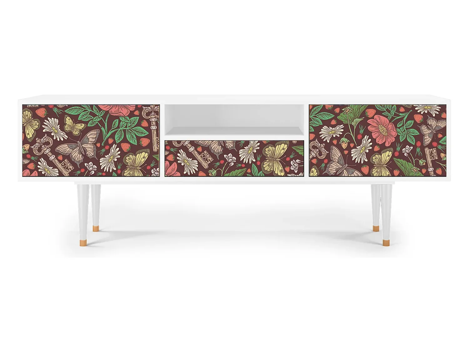 Móvel De Tv| Mueble de TV - 170х59х41 cm - T6 - Alice in Wonderland, Branco Bege