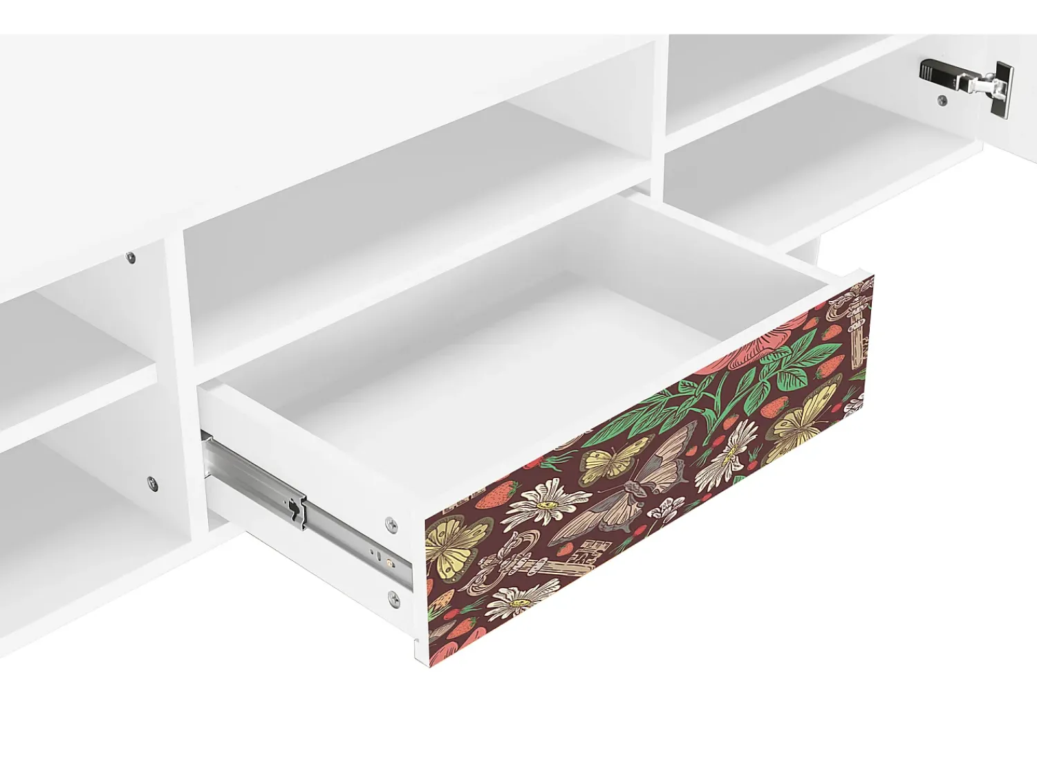 Móvel De Tv| Mueble de TV - 170х59х41 cm - T6 - Alice in Wonderland, Branco Bege