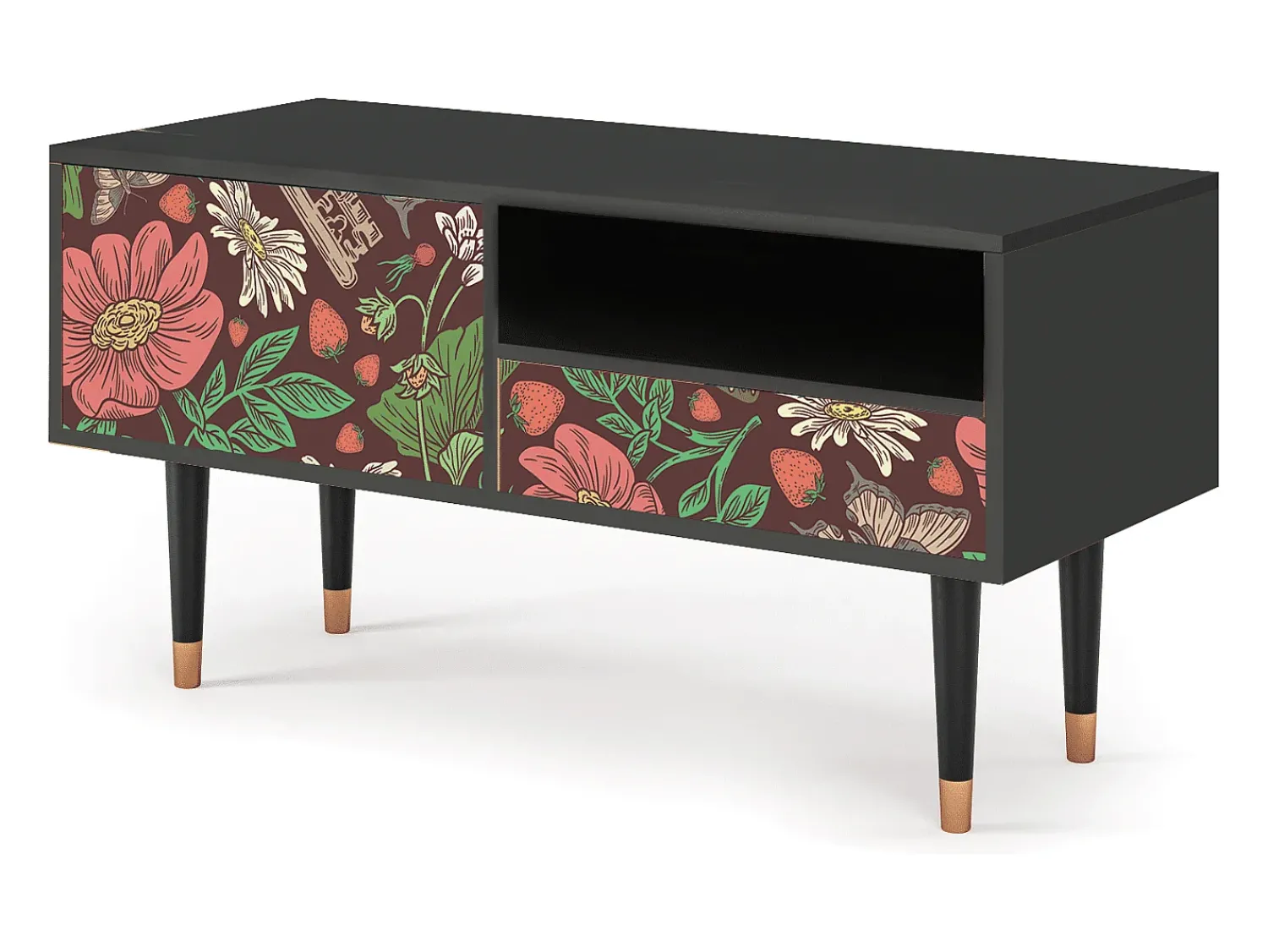 Móvel De Tv* Mueble de TV - 115х59х48 cm - T3 - Alice in Wonderland, Antracite Cinza antracite
