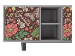 Móvel De Tv* Mueble de TV - 150х69х41 cm - T5 - Alice in Wonderland, Cinza Cinzento