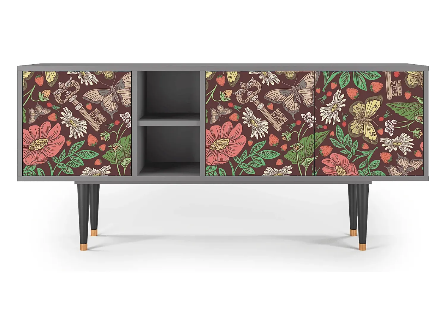 Móvel De Tv* Mueble de TV - 150х69х41 cm - T5 - Alice in Wonderland, Cinza Cinzento