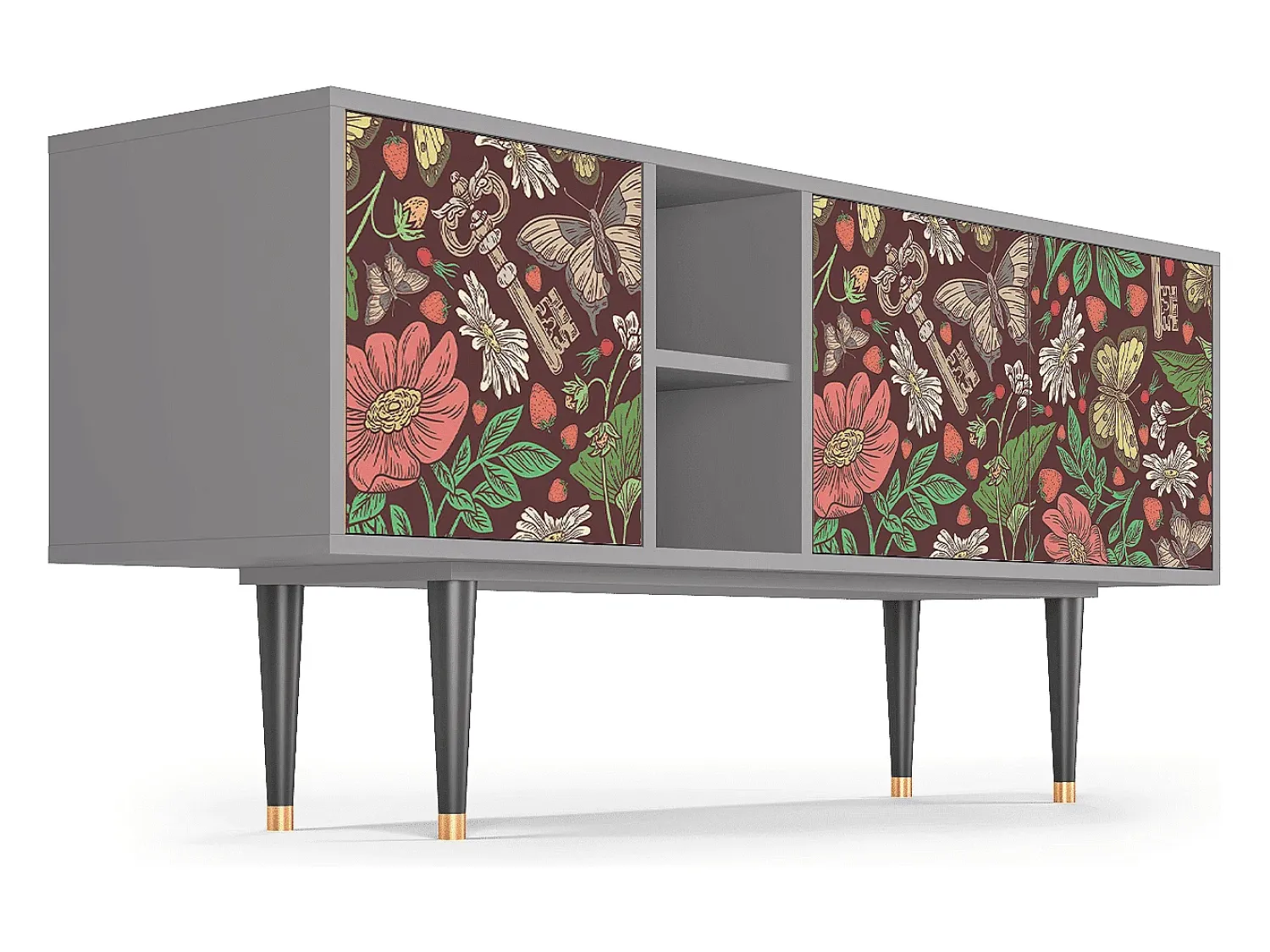 Móvel De Tv* Mueble de TV - 150х69х41 cm - T5 - Alice in Wonderland, Cinza Cinzento