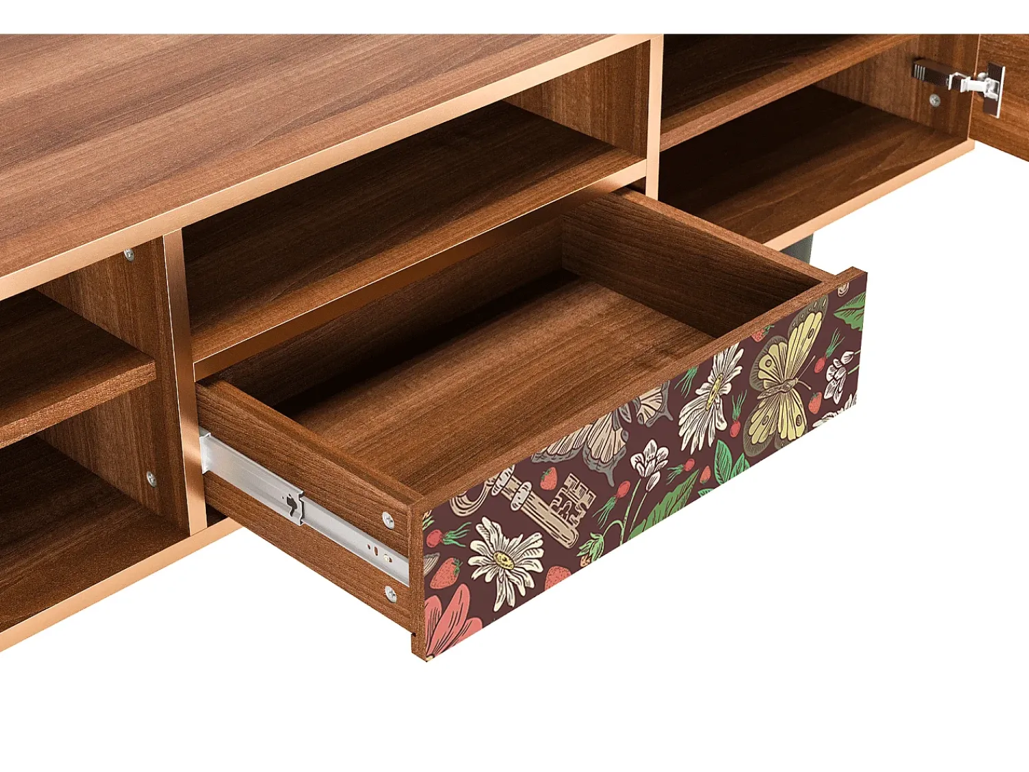 Mueble de TV - 170х59х41 cm - T6 - Alice in Wonderland, Nogueira^ Móvel De Tv