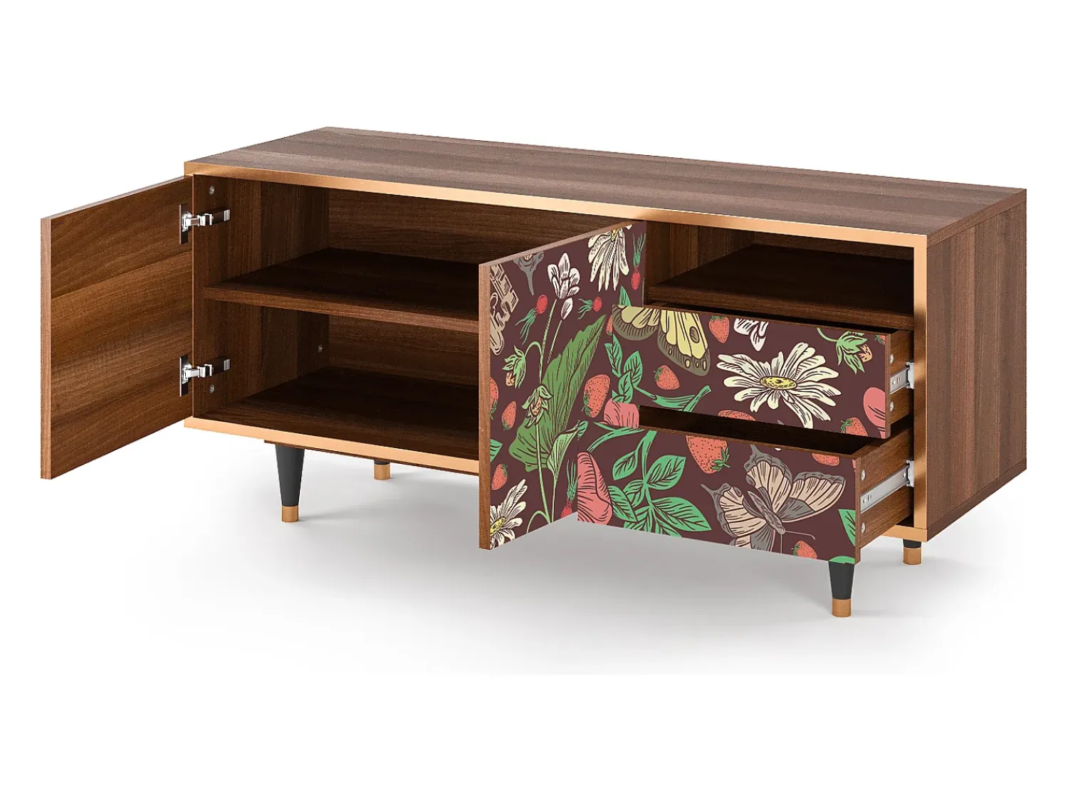 Móvel De Tv| Mueble de TV - 125х56х41 cm - T7 - Alice in Wonderland, Nogueira Castanho