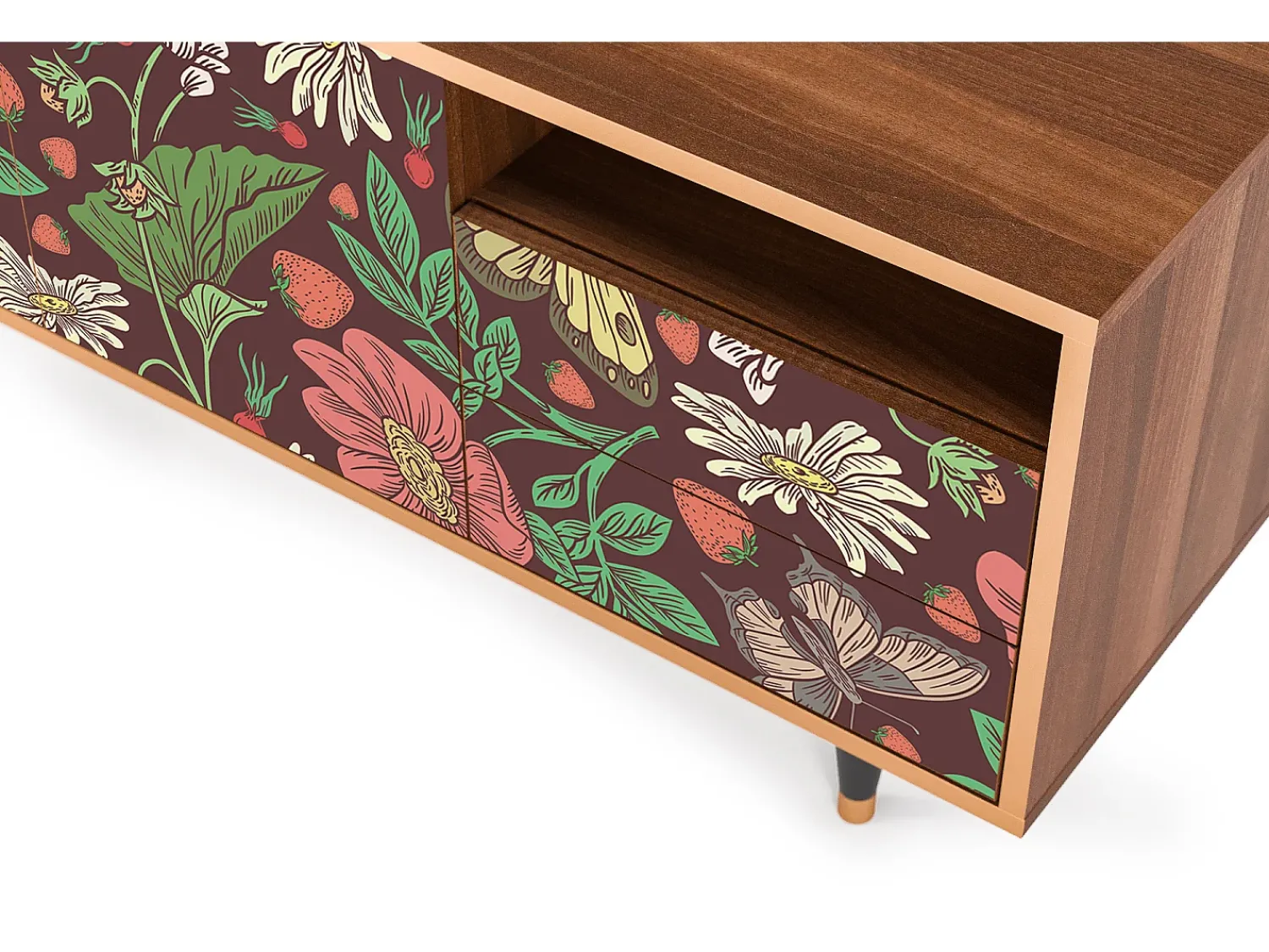 Móvel De Tv| Mueble de TV - 125х56х41 cm - T7 - Alice in Wonderland, Nogueira Castanho
