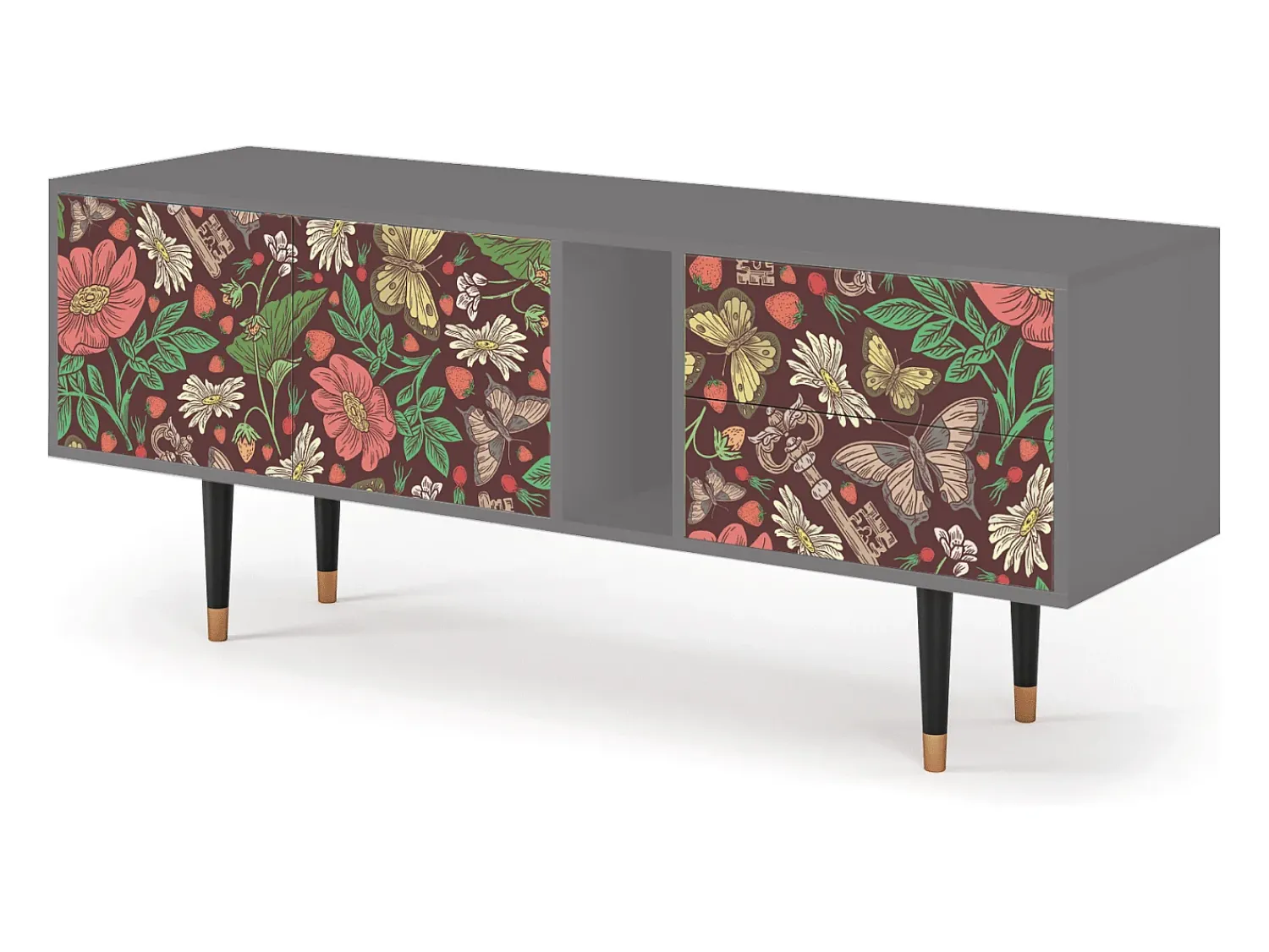 Mueble de TV - 170х69х48 cm - T1 - Alice in Wonderland, Cinza^ Móvel De Tv