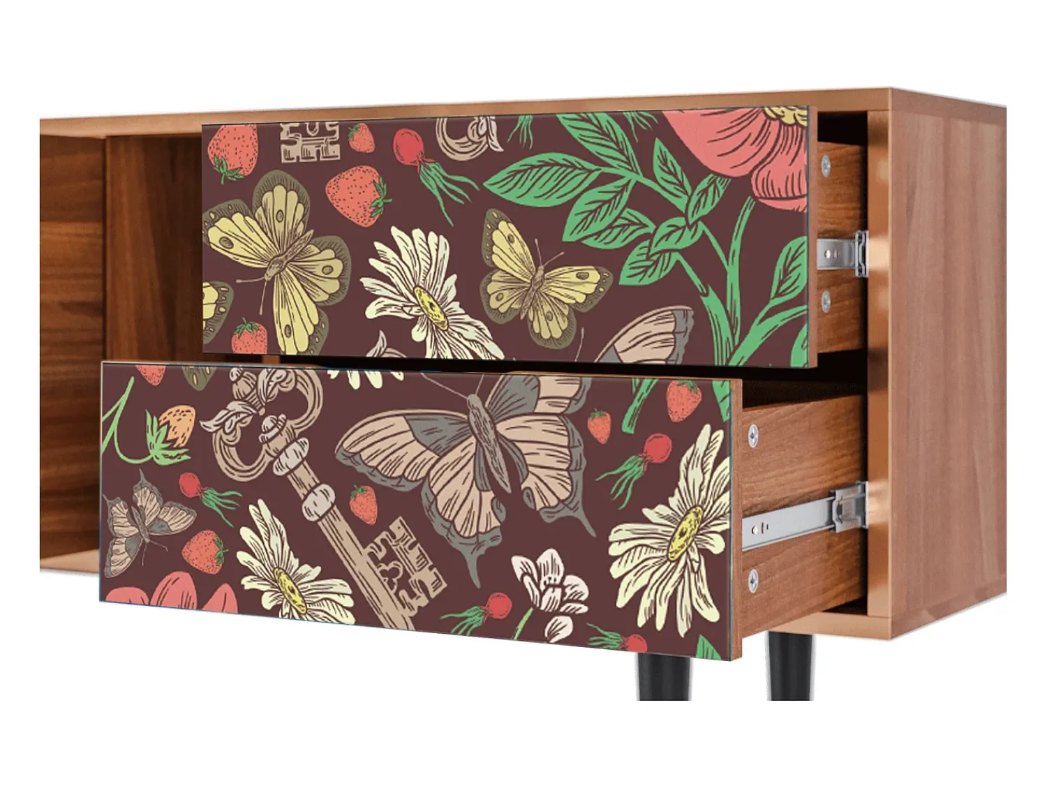 Móvel De Tv| Mueble de TV - 170х69х48 cm - T1 - Alice in Wonderland, Nogueira Castanho