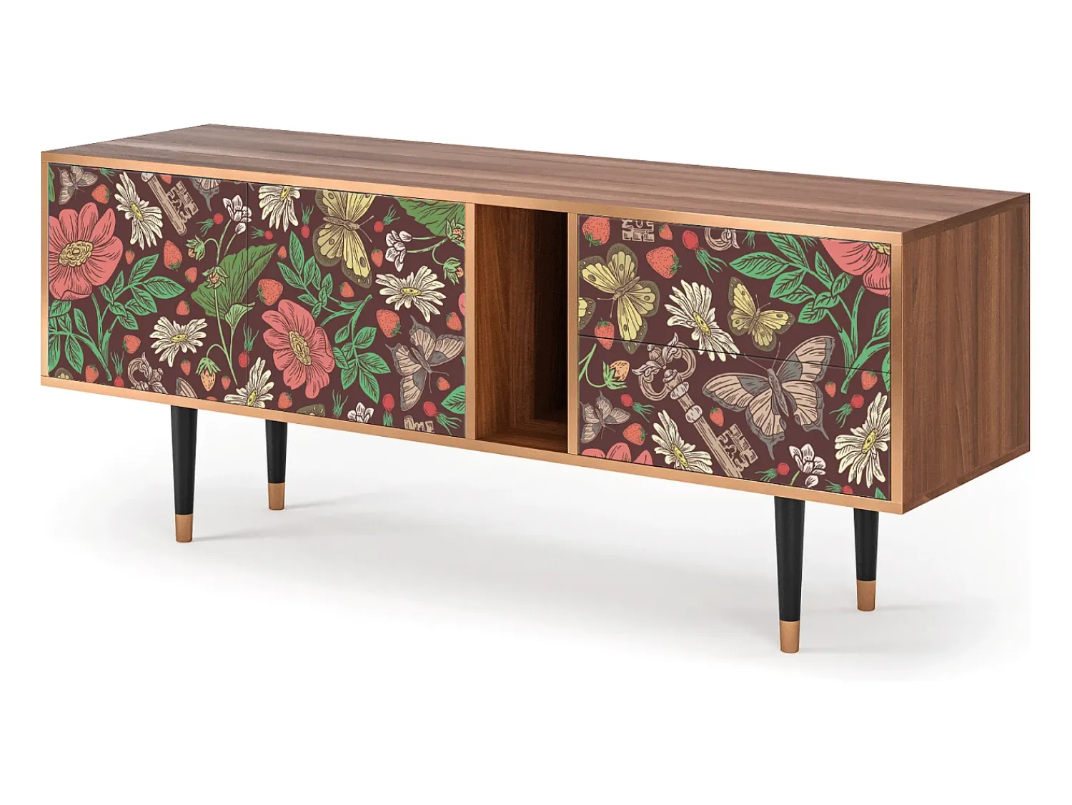Móvel De Tv| Mueble de TV - 170х69х48 cm - T1 - Alice in Wonderland, Nogueira Castanho