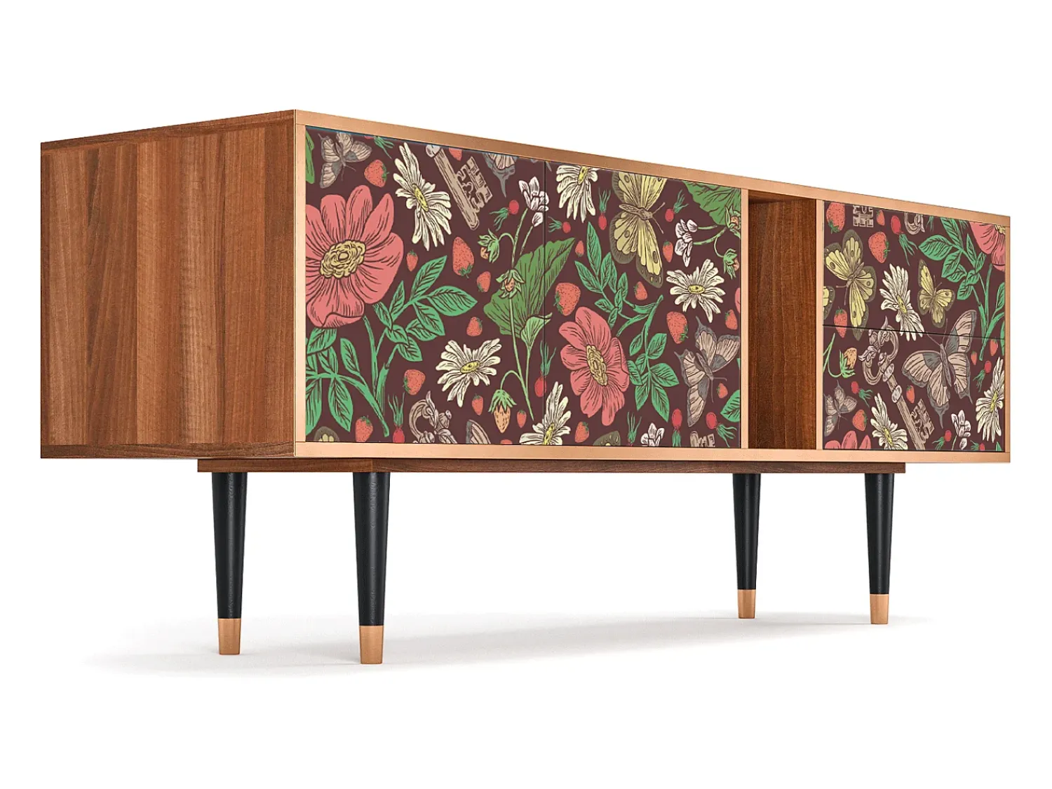 Móvel De Tv| Mueble de TV - 170х69х48 cm - T1 - Alice in Wonderland, Nogueira Castanho