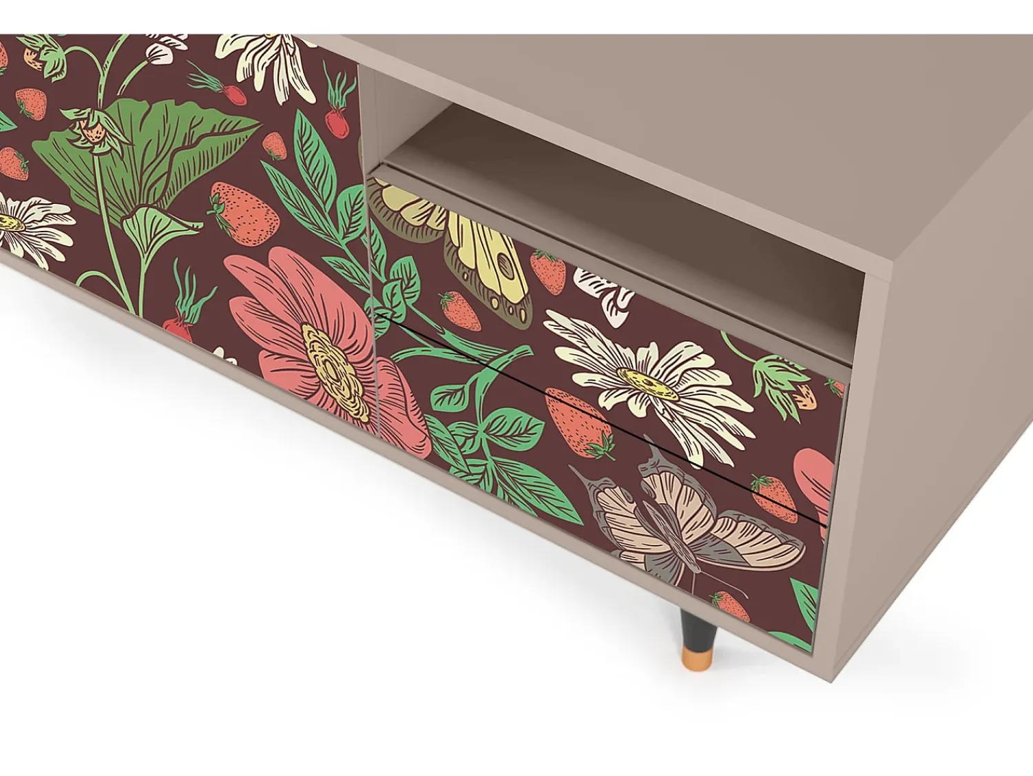 Móvel De Tv| Mueble de TV - 125х56х41 cm - T7 - Alice in Wonderland, Latte Bege