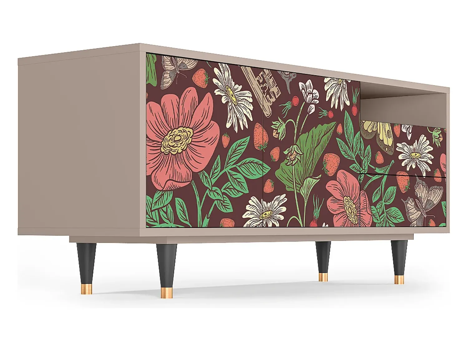 Móvel De Tv| Mueble de TV - 125х56х41 cm - T7 - Alice in Wonderland, Latte Bege