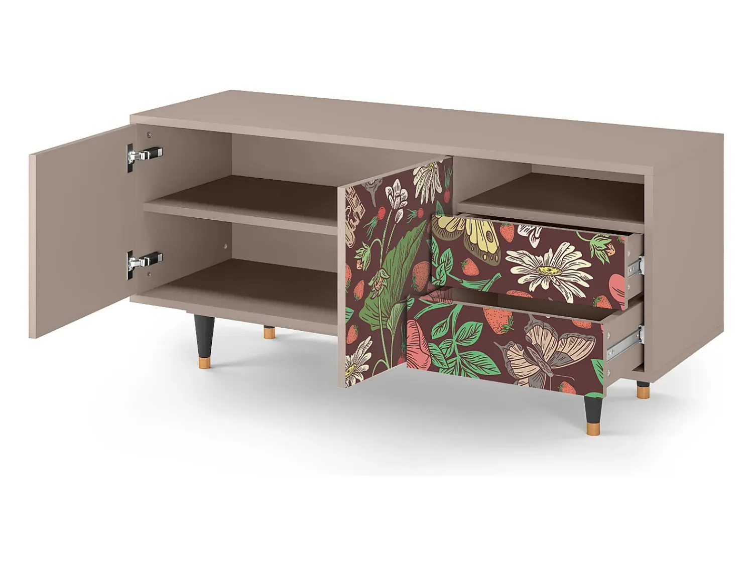 Móvel De Tv| Mueble de TV - 125х56х41 cm - T7 - Alice in Wonderland, Latte Bege