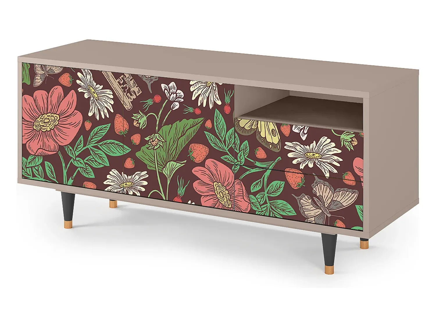 Móvel De Tv| Mueble de TV - 125х56х41 cm - T7 - Alice in Wonderland, Latte Bege