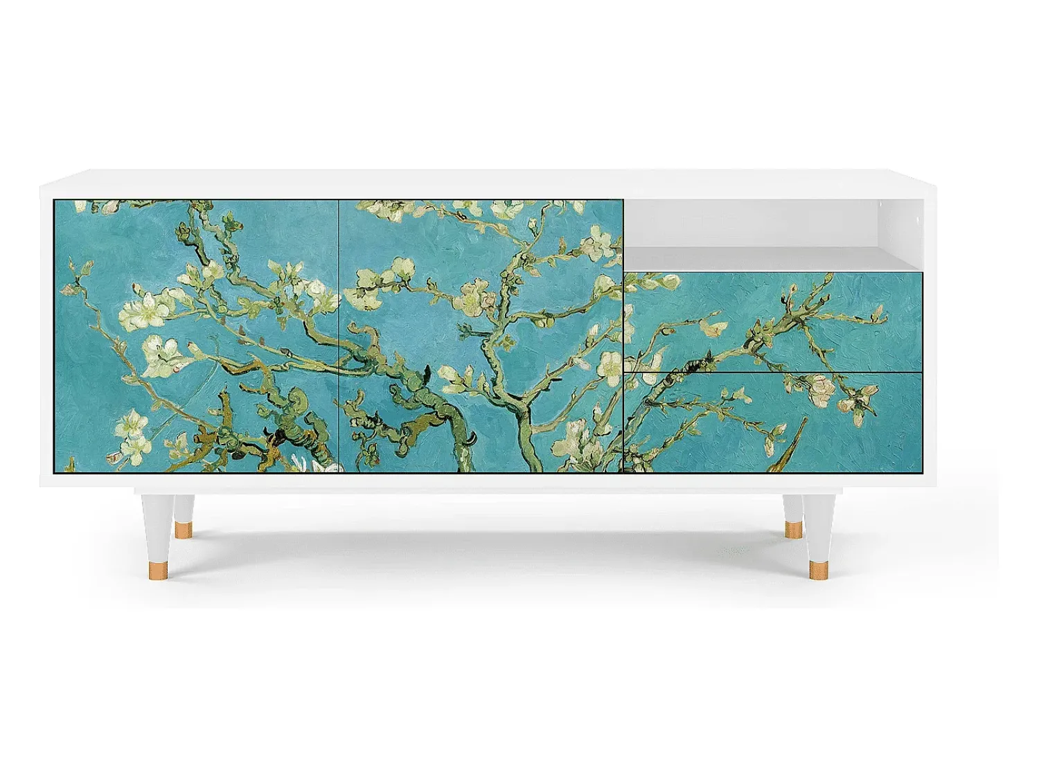Móvel De Tv* Mueble de TV - 125х56х41 cm - T7 - Almond Blossom, Branco Bege