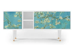 New Mueble de TV - 150х69х41 cm - T5 - Almond Blossom, Branco Bege