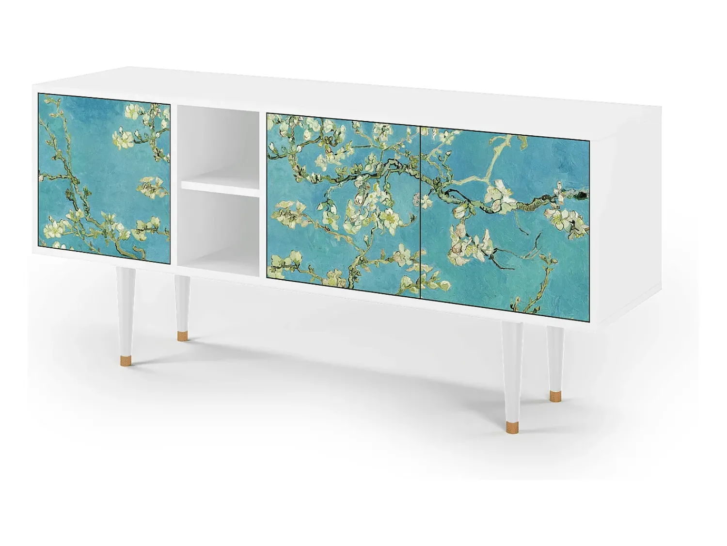 New Mueble de TV - 150х69х41 cm - T5 - Almond Blossom, Branco Bege
