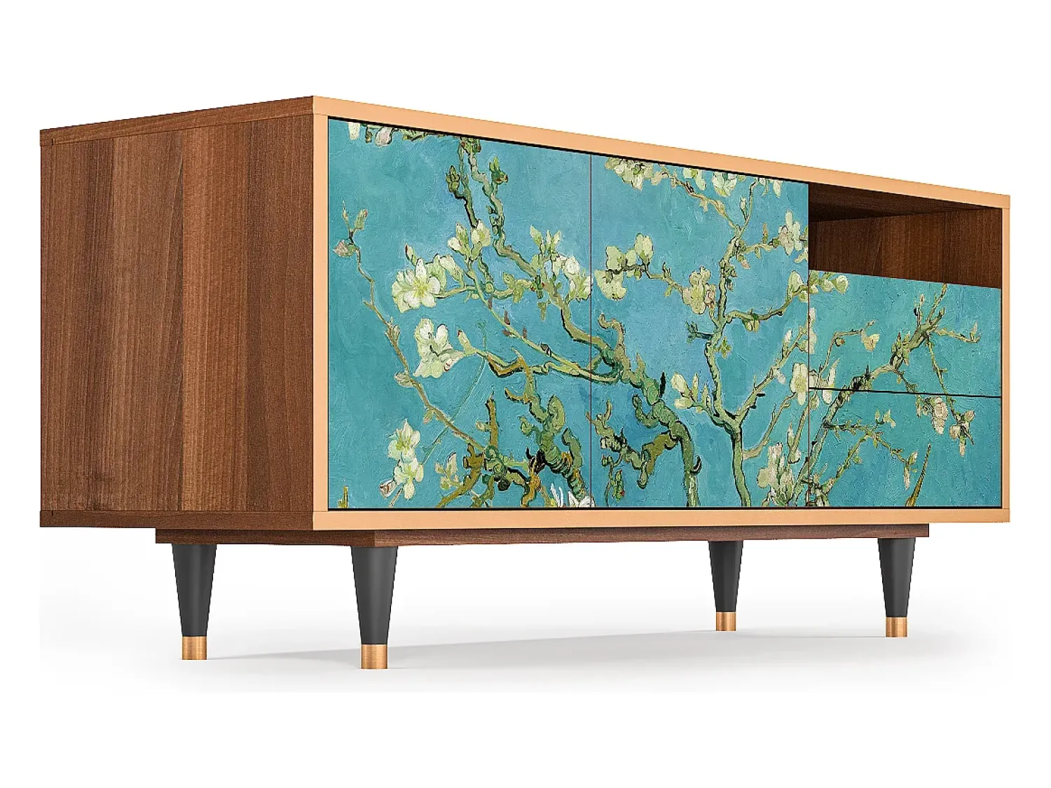 Mueble de TV - 125х56х41 cm - T7 - Almond Blossom, Nogueira Castanho