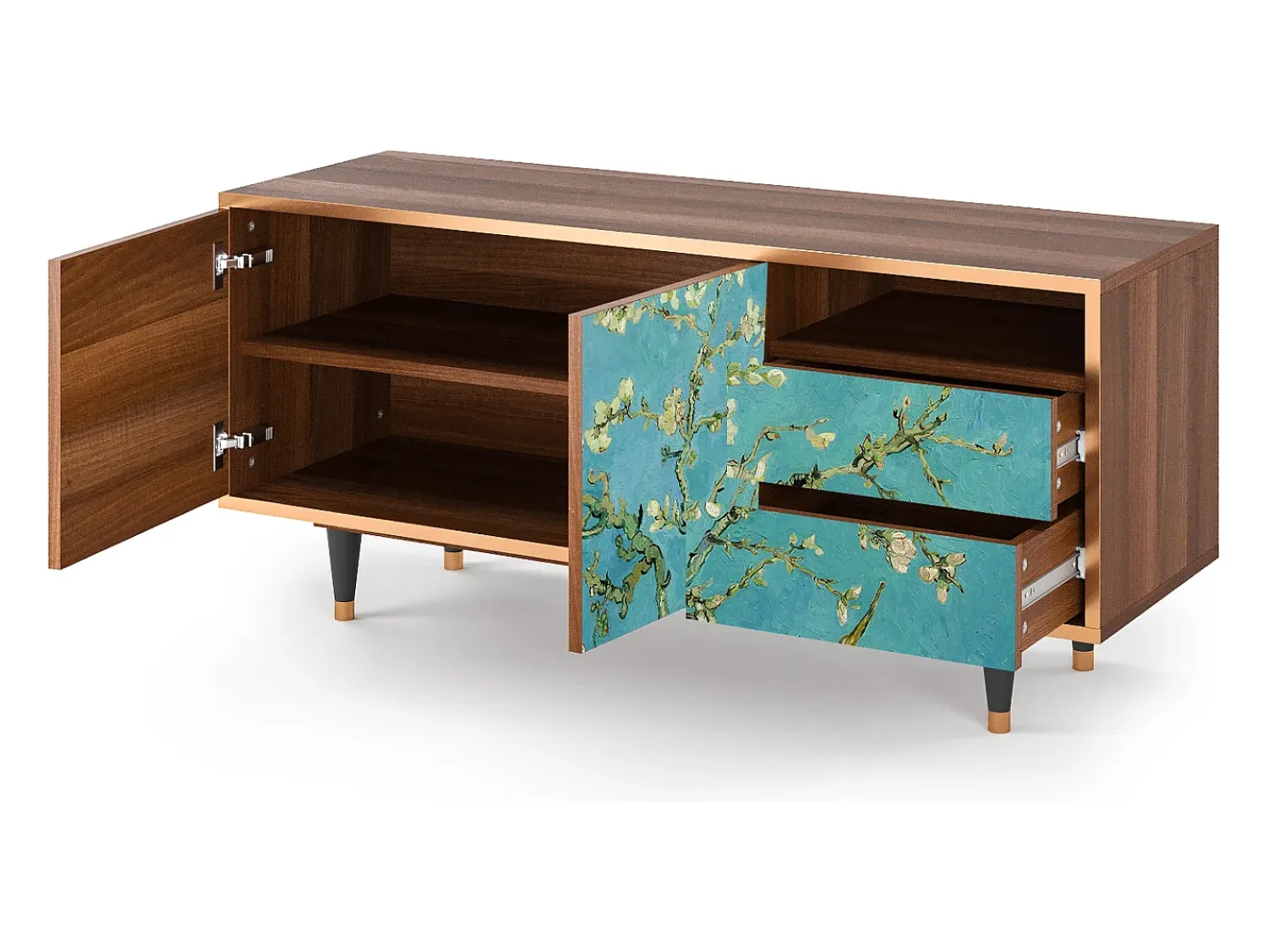 Mueble de TV - 125х56х41 cm - T7 - Almond Blossom, Nogueira Castanho