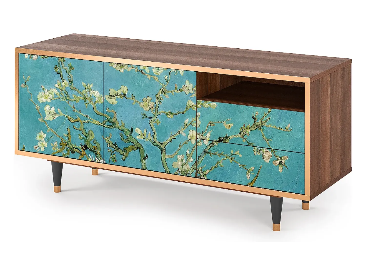 Mueble de TV - 125х56х41 cm - T7 - Almond Blossom, Nogueira Castanho