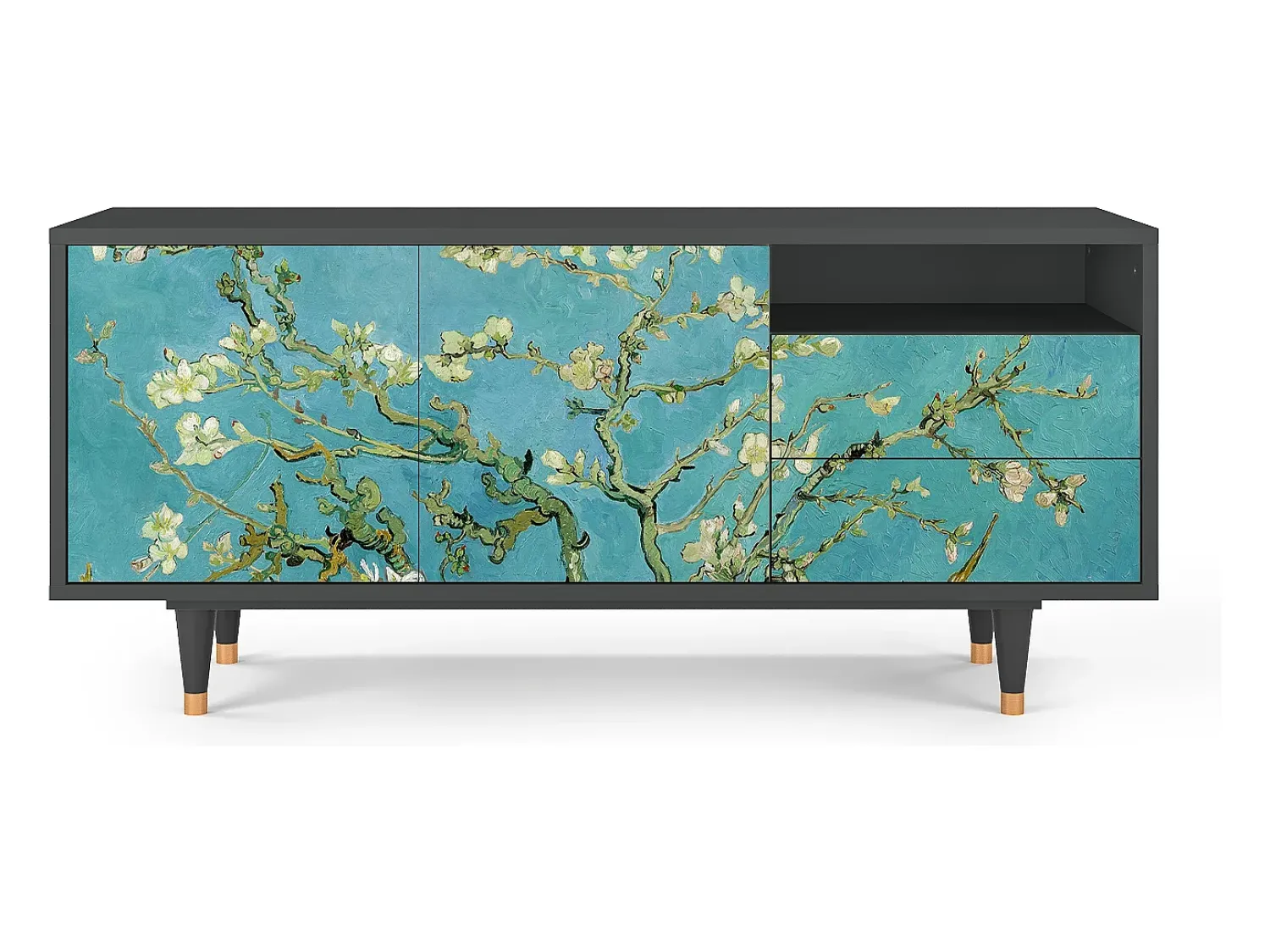 Móvel De Tv* Mueble de TV - 125х56х41 cm - T7 - Almond Blossom, Antracite Cinza antracite