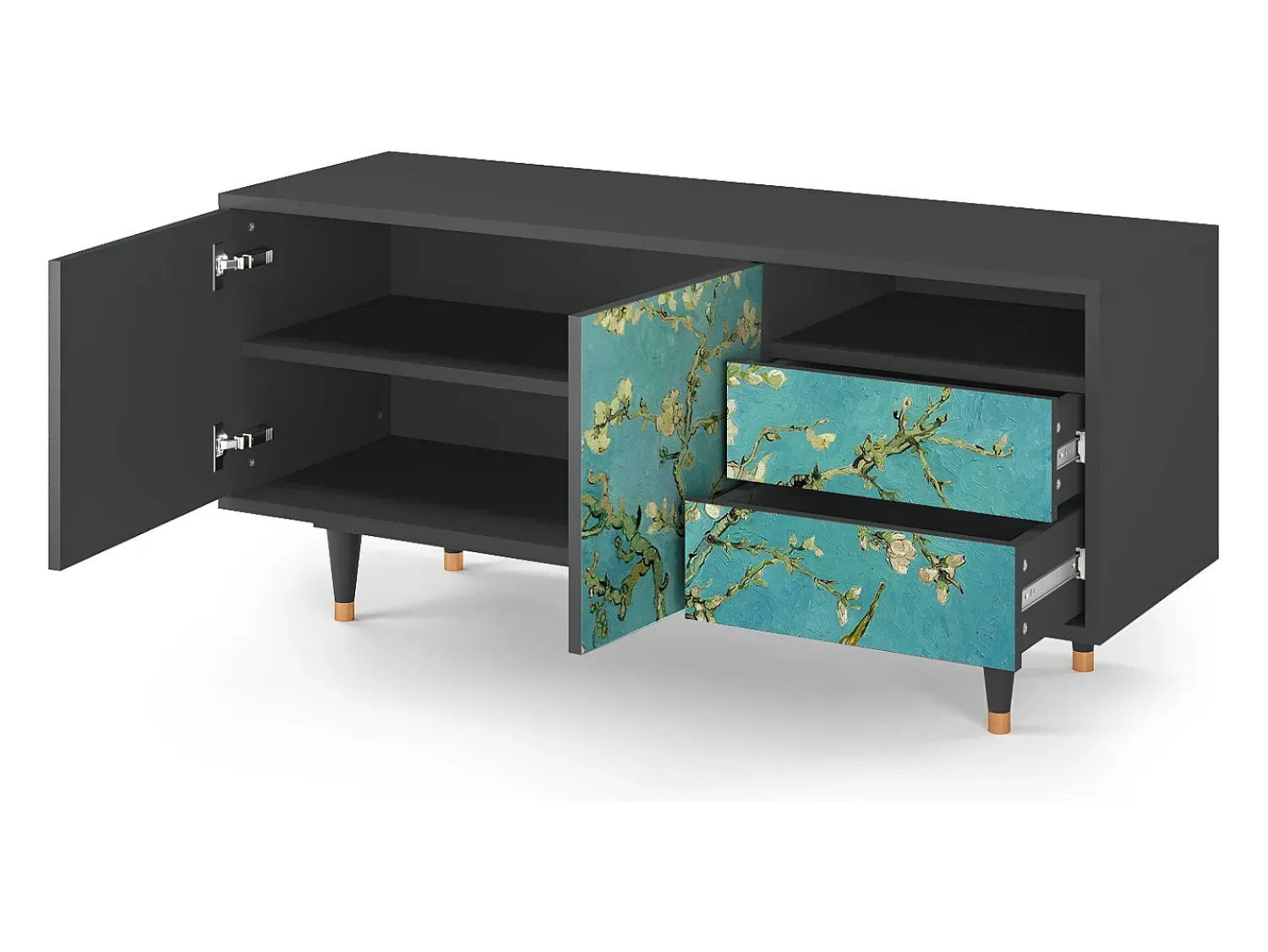 Móvel De Tv* Mueble de TV - 125х56х41 cm - T7 - Almond Blossom, Antracite Cinza antracite