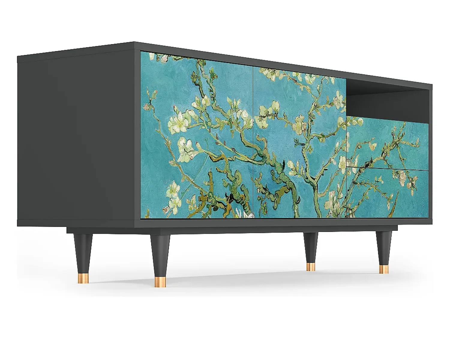 Móvel De Tv* Mueble de TV - 125х56х41 cm - T7 - Almond Blossom, Antracite Cinza antracite