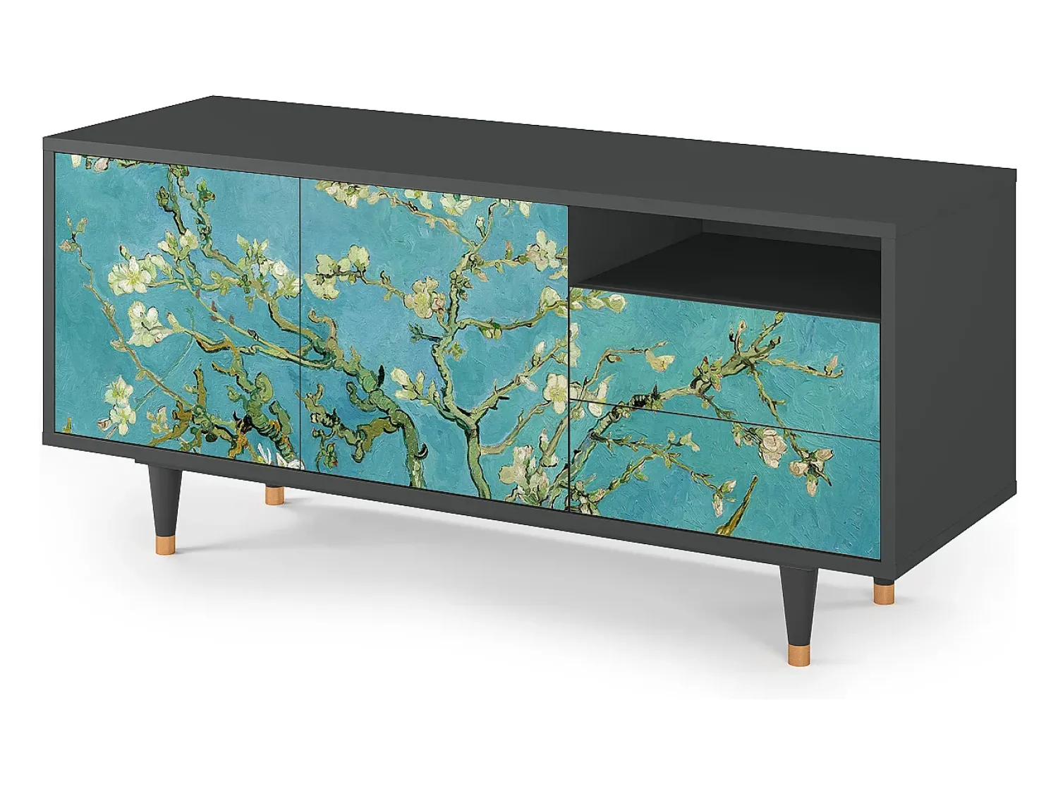 Móvel De Tv* Mueble de TV - 125х56х41 cm - T7 - Almond Blossom, Antracite Cinza antracite
