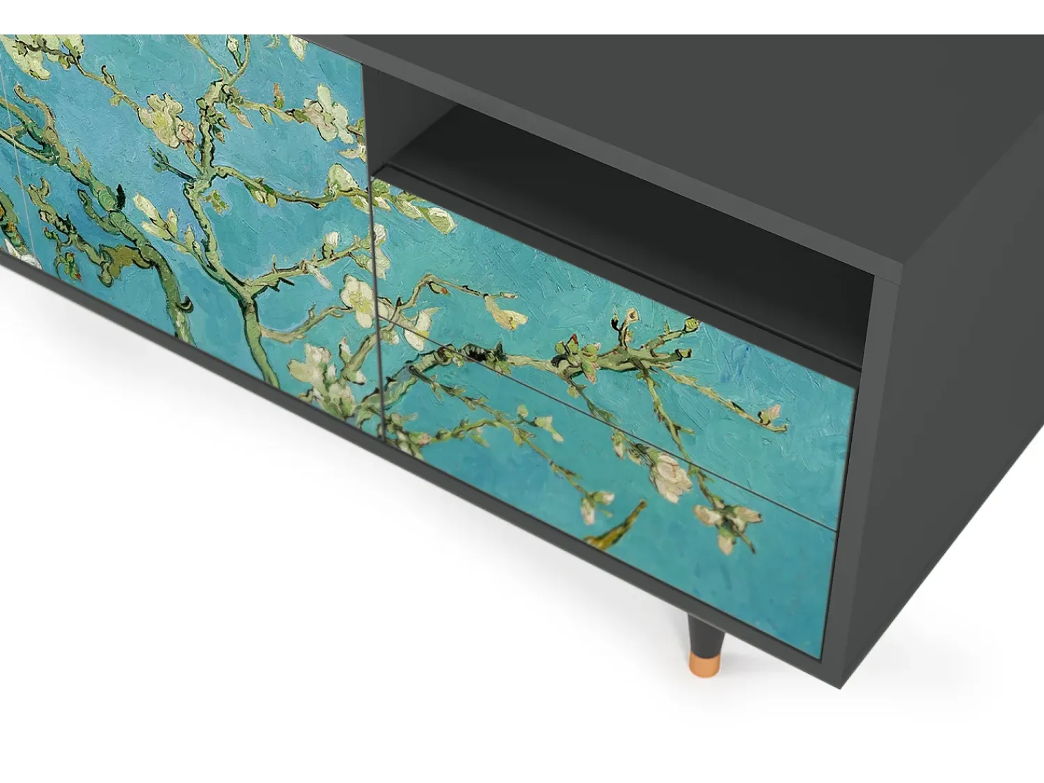 Móvel De Tv* Mueble de TV - 125х56х41 cm - T7 - Almond Blossom, Antracite Cinza antracite