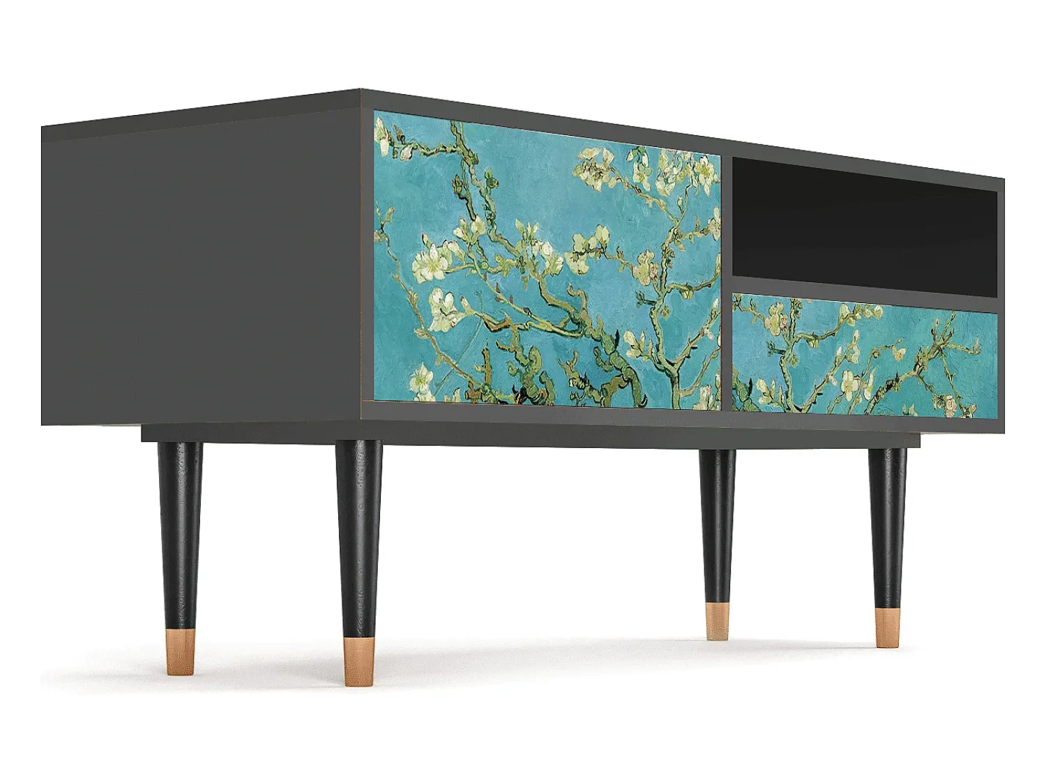 Móvel De Tv| Mueble de TV - 115х59х48 cm - T3 - Almond Blossom, Antracite Cinza antracite