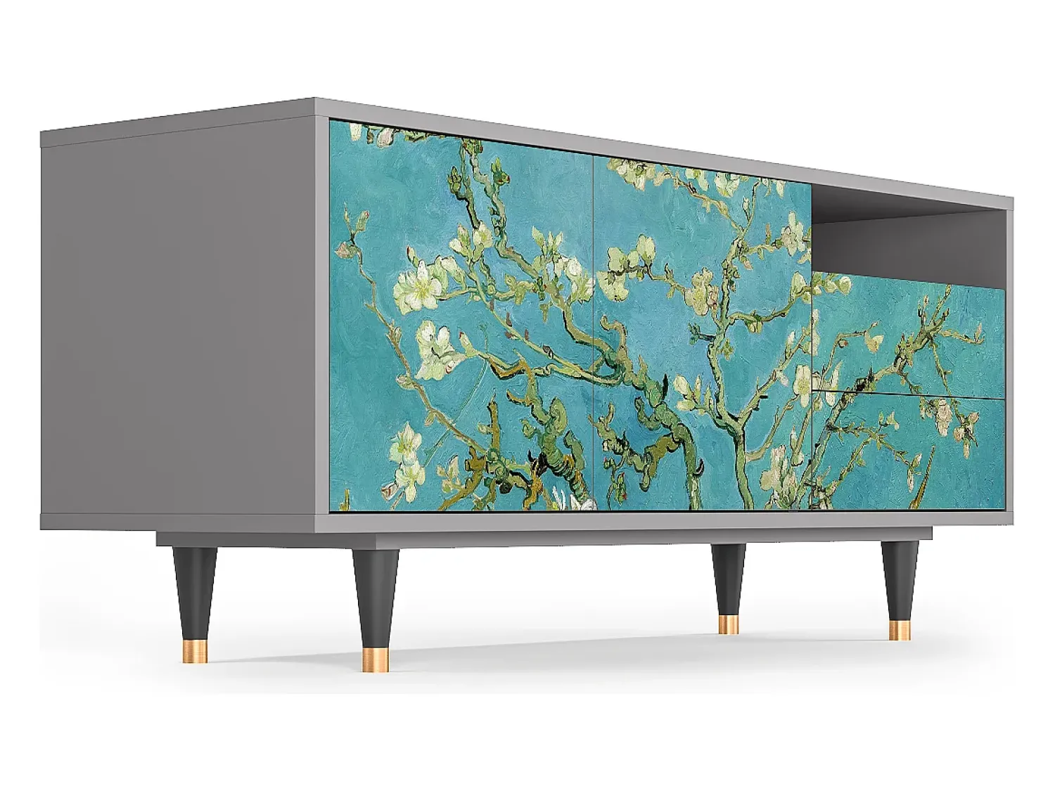 Hot Mueble de TV - 125х56х41 cm - T7 - Almond Blossom, Cinza Cinzento