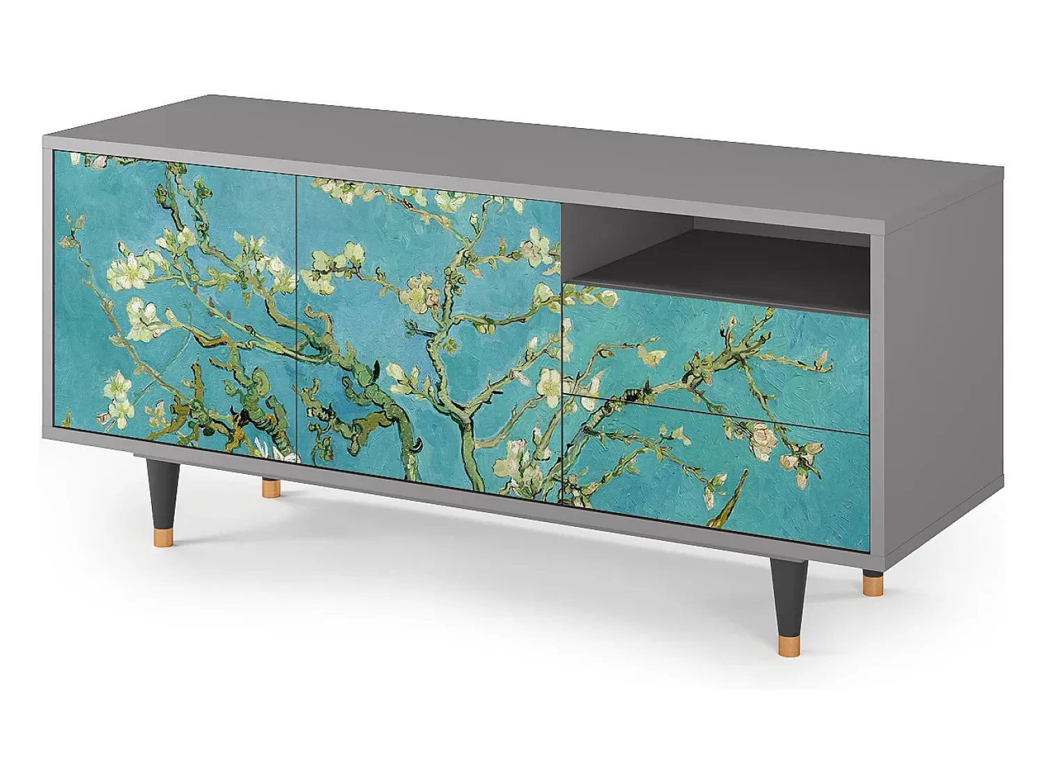 Hot Mueble de TV - 125х56х41 cm - T7 - Almond Blossom, Cinza Cinzento