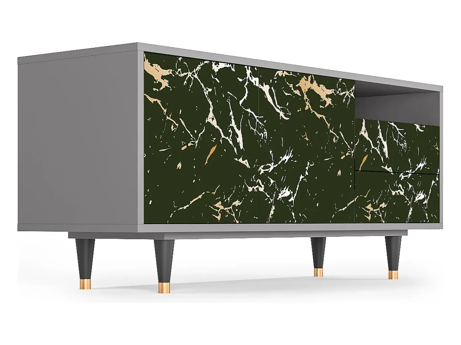 Mueble de TV - 125х56х41 cm - T7 - Amazon Forest, Cinza Cinzento