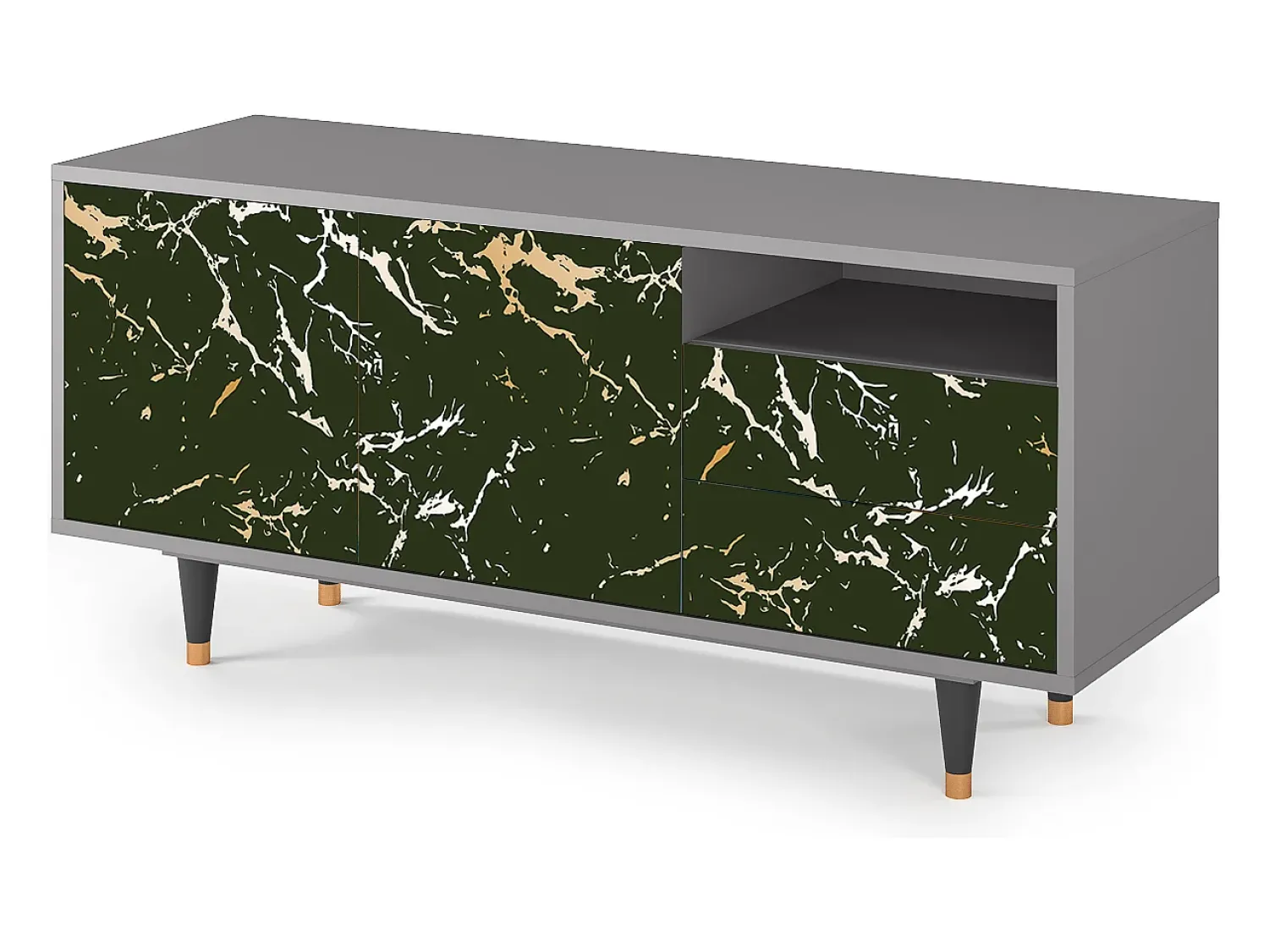 Mueble de TV - 125х56х41 cm - T7 - Amazon Forest, Cinza Cinzento