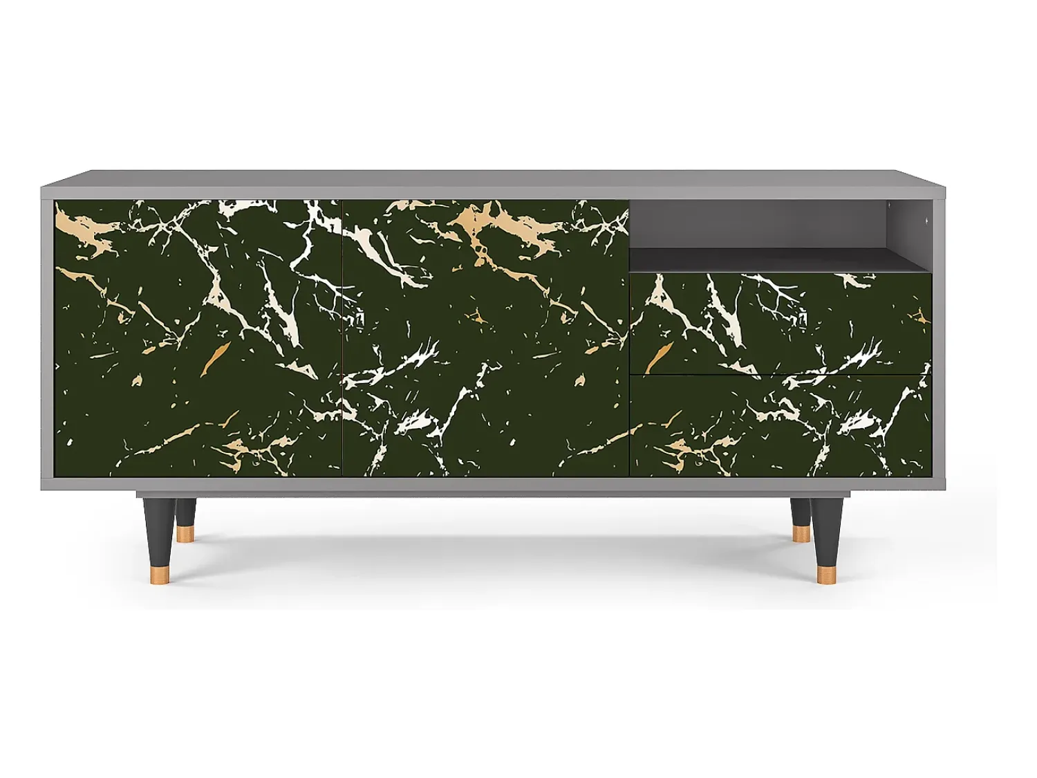 Mueble de TV - 125х56х41 cm - T7 - Amazon Forest, Cinza Cinzento