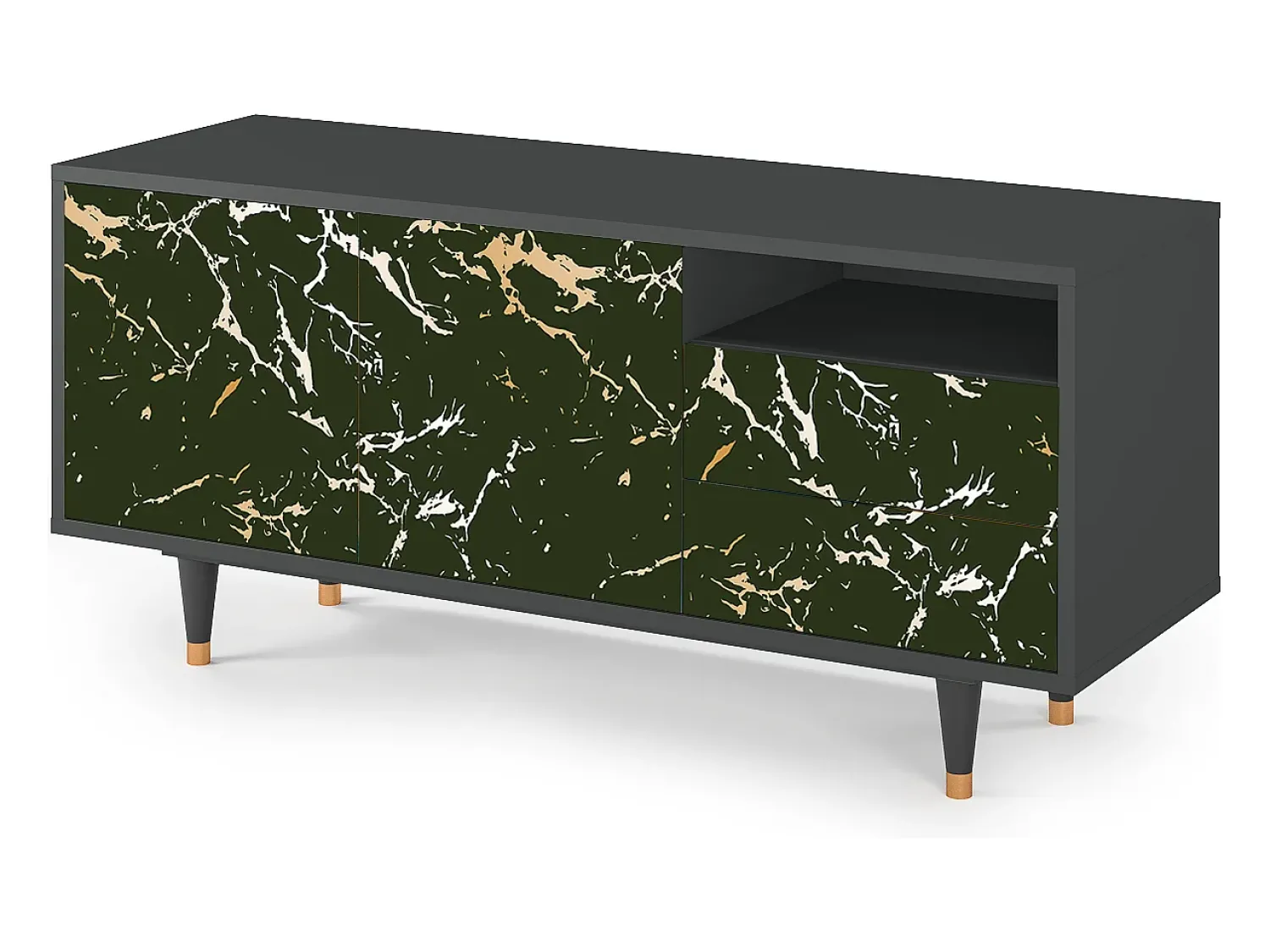 Móvel De Tv* Mueble de TV - 125х56х41 cm - T7 - Amazon Forest, Antracite Cinza antracite