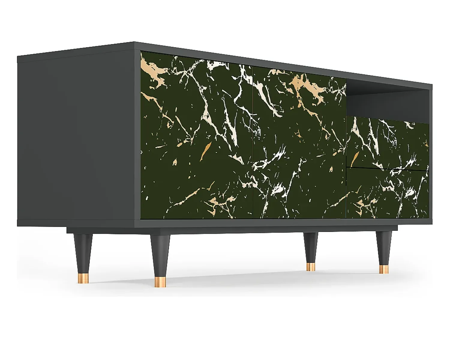 Móvel De Tv* Mueble de TV - 125х56х41 cm - T7 - Amazon Forest, Antracite Cinza antracite