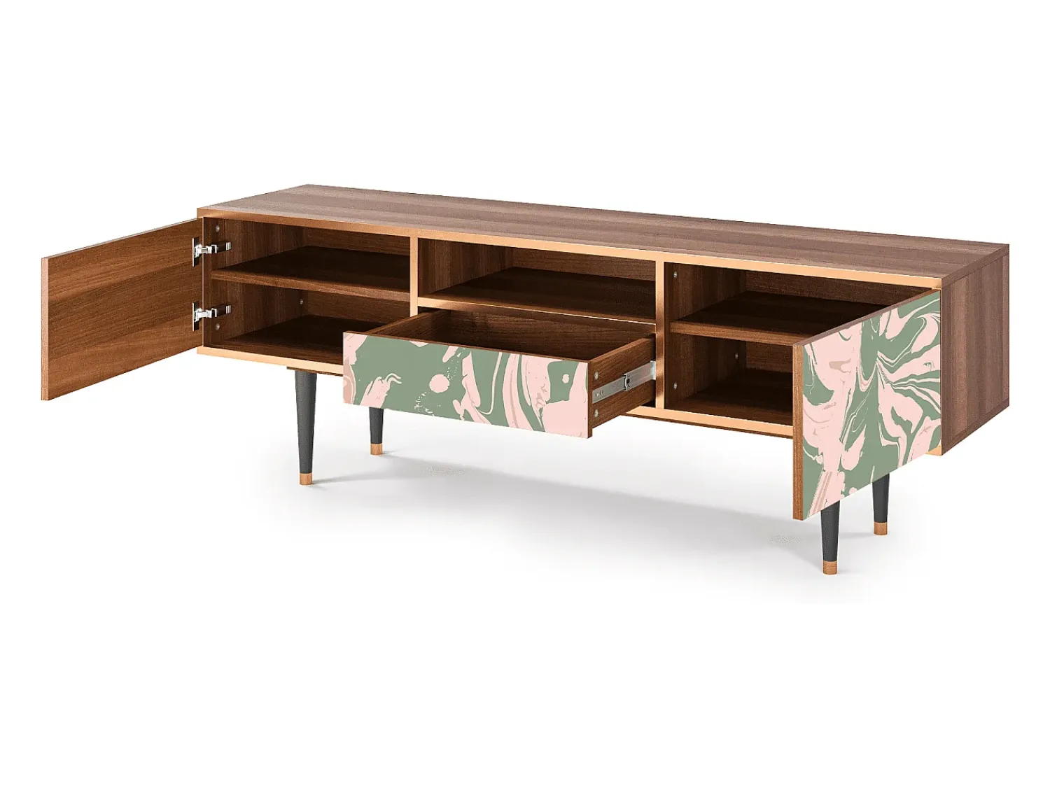 Móvel De Tv| Mueble de TV - 170х59х41 cm - T6 - Aquarelle, Nogueira Castanho
