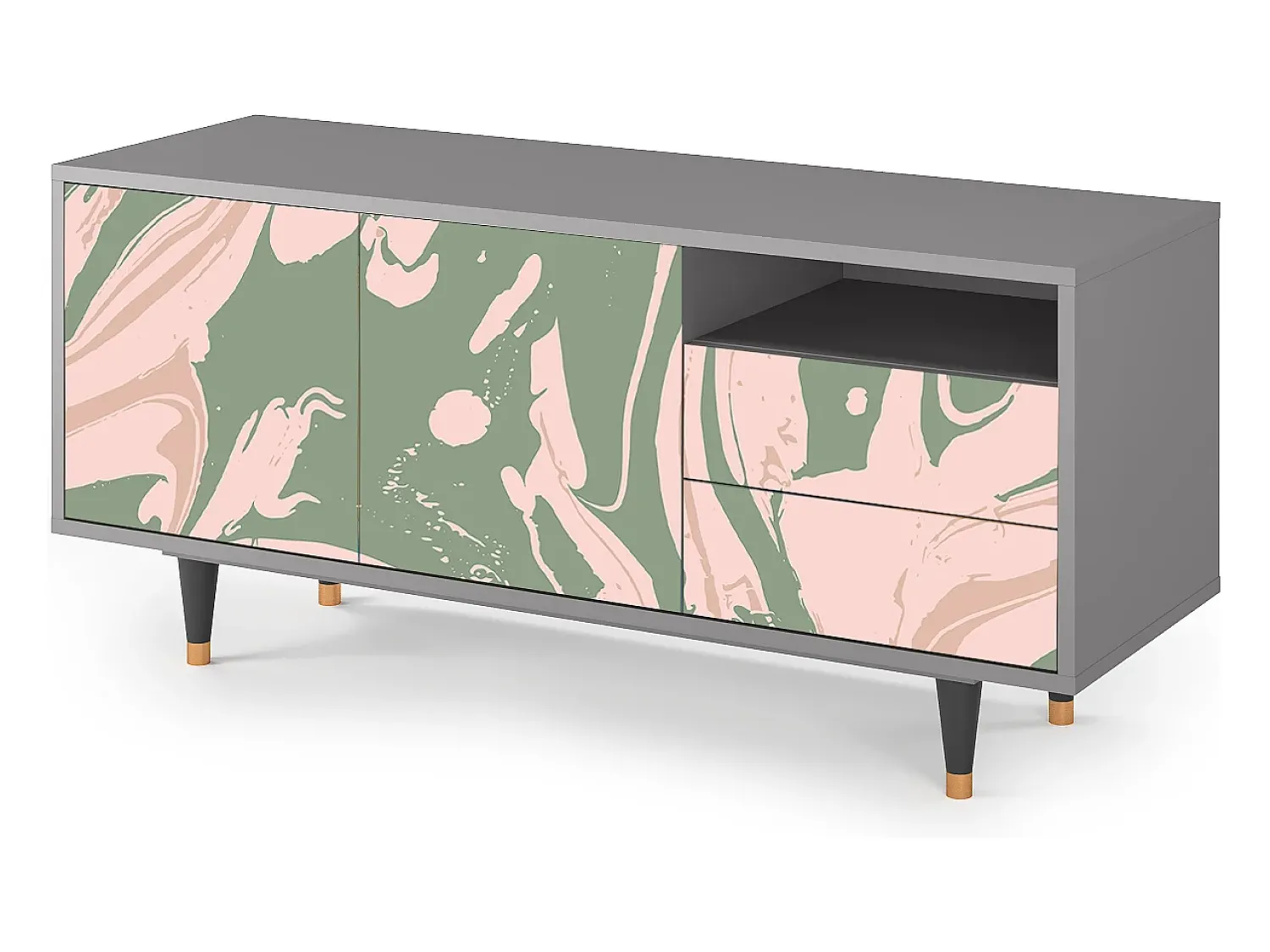 Mueble de TV - 125х56х41 cm - T7 - Aquarelle, Cinza^ Móvel De Tv