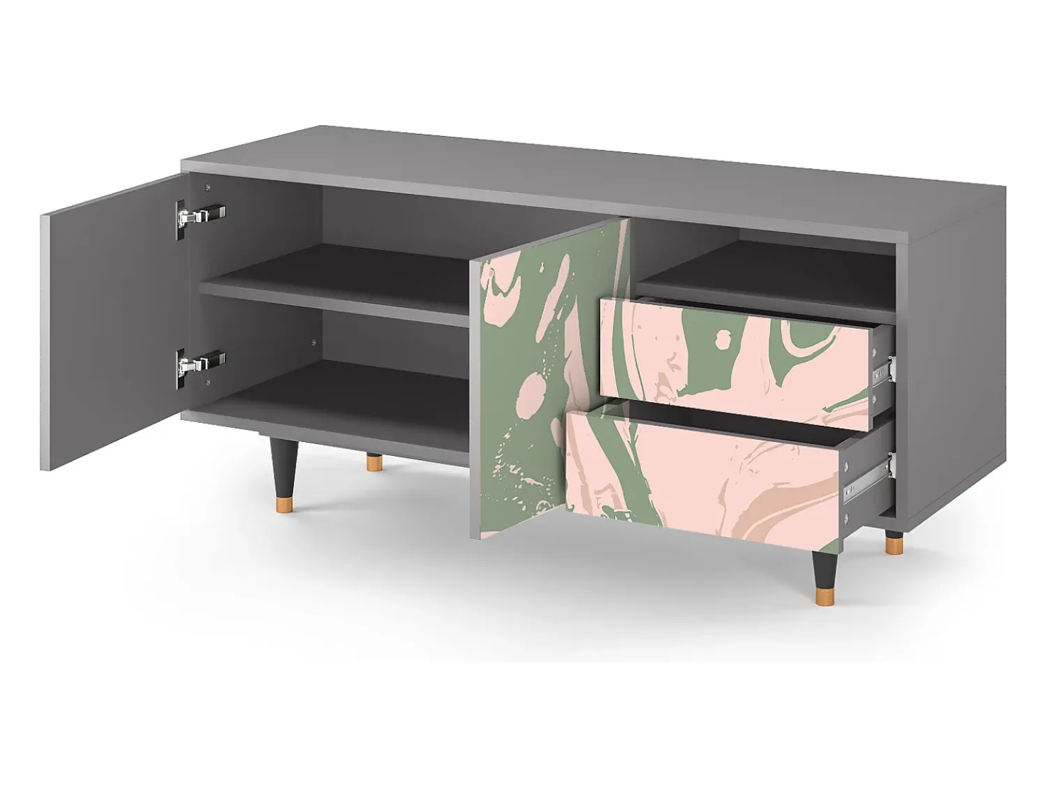 Mueble de TV - 125х56х41 cm - T7 - Aquarelle, Cinza^ Móvel De Tv