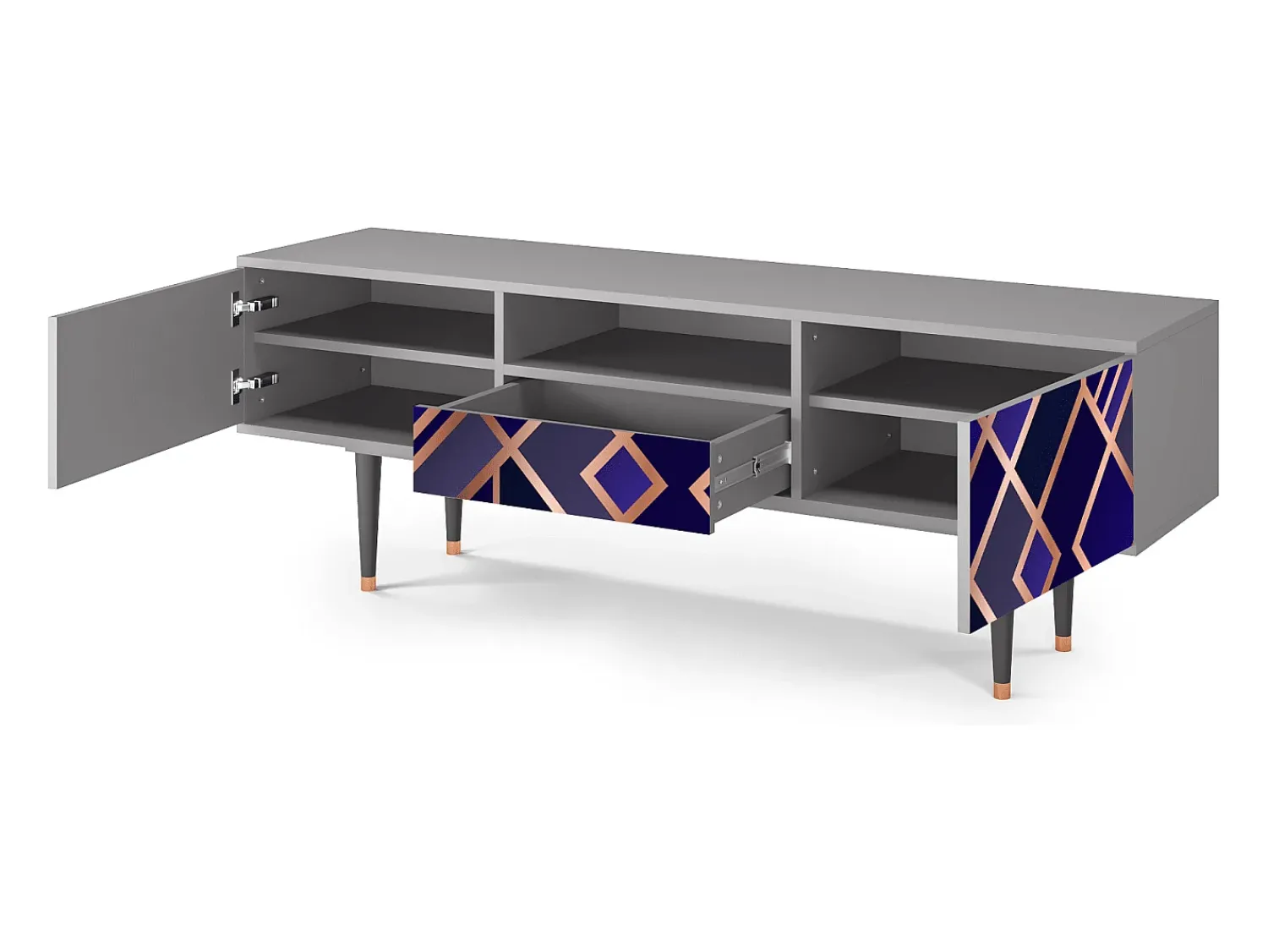 Discount Mueble de TV - 170х59х41 cm - T6 - Aquamarine Getsby, Cinza Cinzento