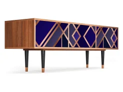 Mueble de TV - 170х59х48 cm - T4 - Aquamarine Getsby, Nogueira^ Móvel De Tv