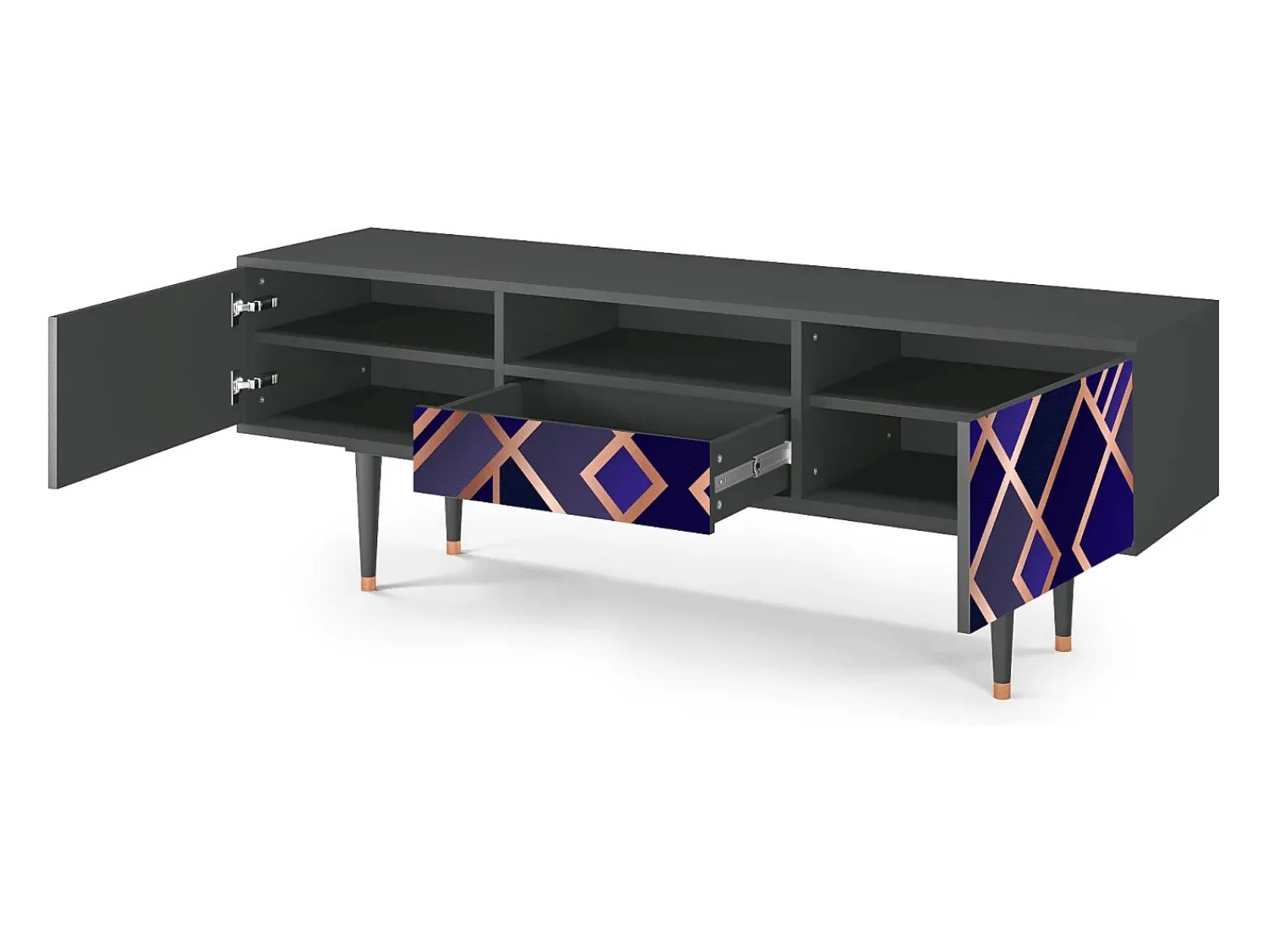 Mueble de TV - 170х59х41 cm - T6 - Aquamarine Getsby, Antracite^ Móvel De Tv