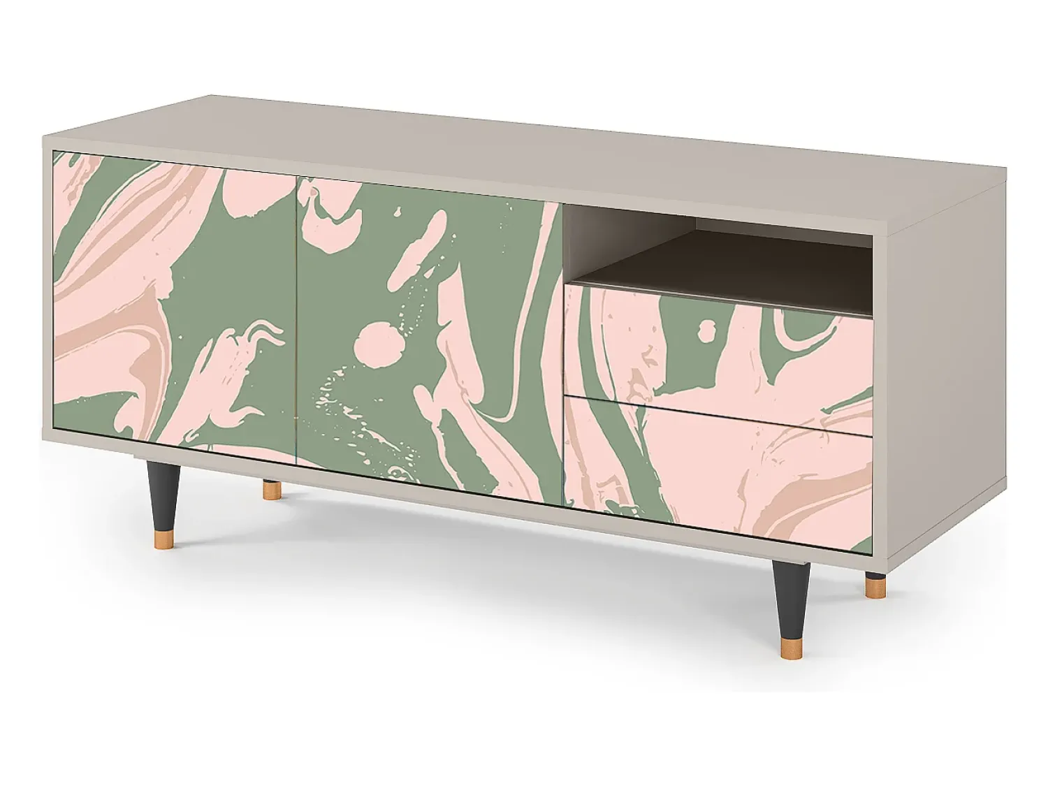 Móvel De Tv| Mueble de TV - 125х56х41 cm - T7 - Aquarelle, Areia Bege