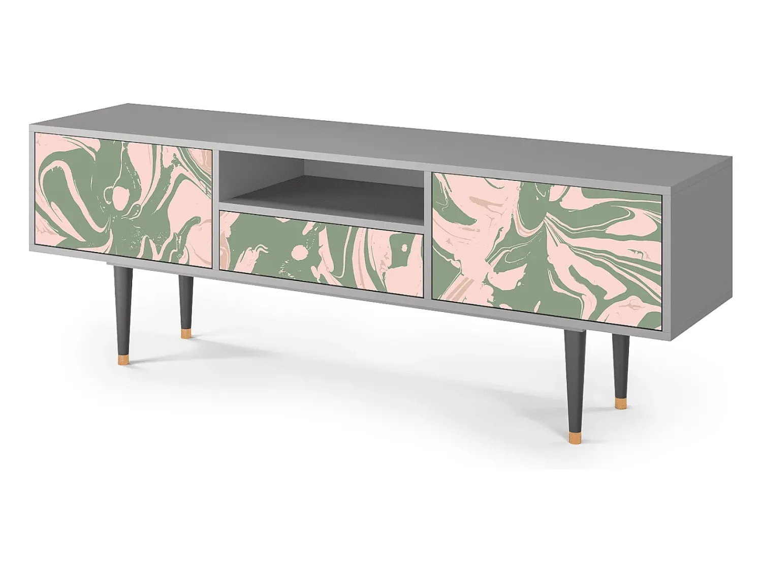 Móvel De Tv* Mueble de TV - 170х59х41 cm - T6 - Aquarelle, Cinza Cinzento