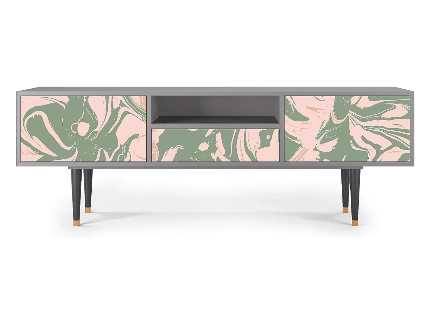 Móvel De Tv* Mueble de TV - 170х59х41 cm - T6 - Aquarelle, Cinza Cinzento