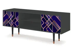 Móvel De Tv| Mueble de TV - 170х69х48 cm - T2 - Aquamarine Getsby, Antracite Cinza antracite