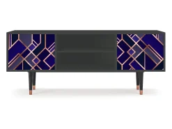 Móvel De Tv| Mueble de TV - 170х69х48 cm - T2 - Aquamarine Getsby, Antracite Cinza antracite